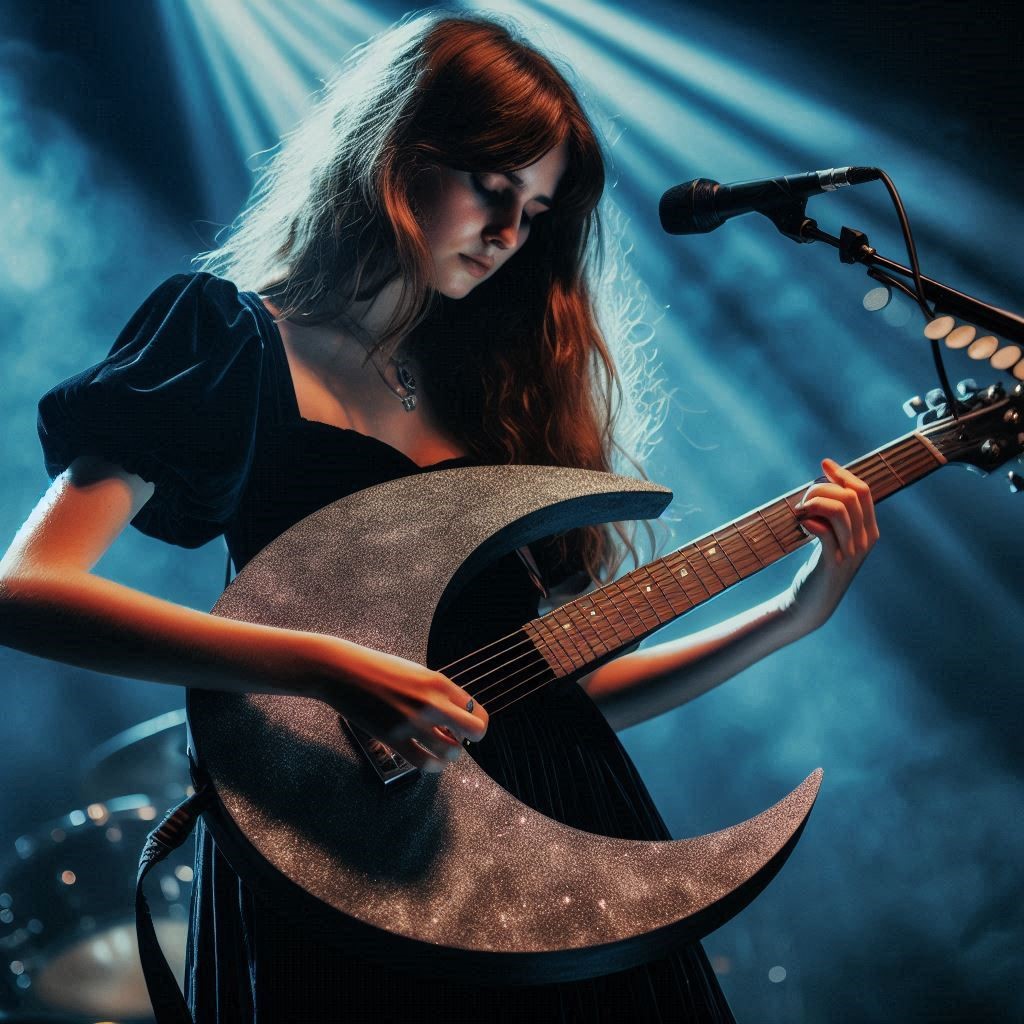 Vesper Luna playing moon guitar